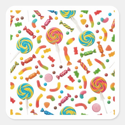 Colorful Candy Pattern Background Sticker (Vorderseite)