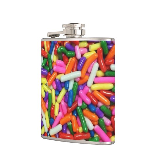 Colorful Candy Sprinkles Quirky Flachmann (Links)