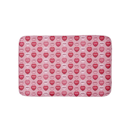 colorful candy Valentine's day heart pattern Badematte (Vorderseite)