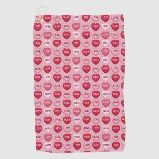 colorful candy Valentine's day heart pattern Golfhandtuch (Vorderseite)