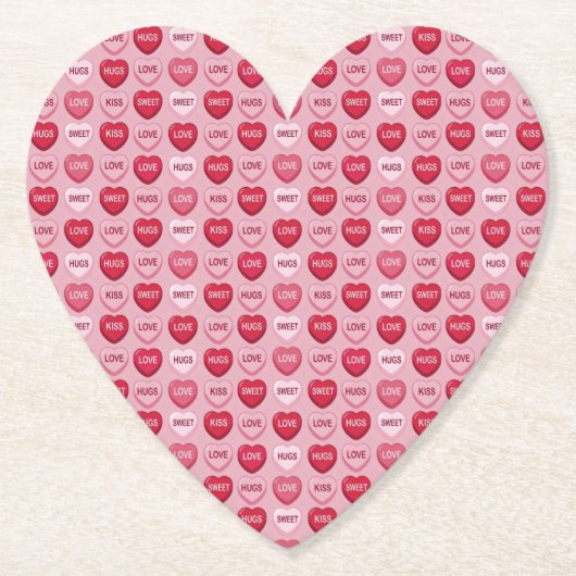 colorful candy Valentine's day heart pattern Untersetzer (Vorderseite)