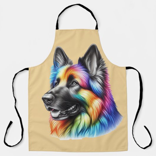 Colorful Canine Chef Artistic Rainbow Dog Schürze (Vorderseite)