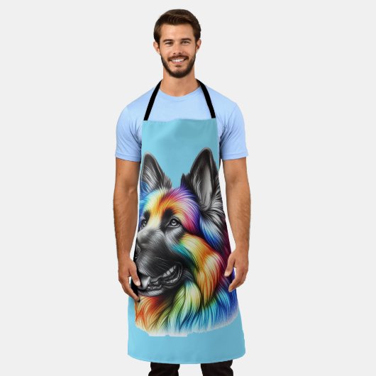 Colorful Canine Chef Artistic Rainbow Dog  Schürze (Getragen)