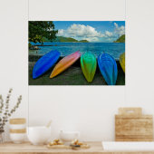 Colorful Canoes on The Beach in Pago Pago Poster (Küche)