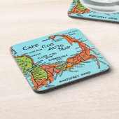 Colorful Cape Cod Map  Getränkeuntersetzer (Linke Seite)