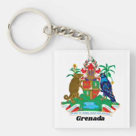 Colorful Caribbean Coat Arms Island Grenada Schlüsselanhänger