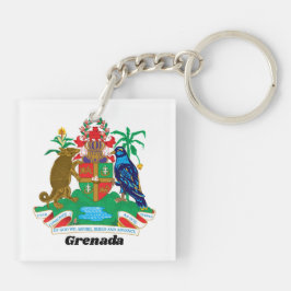 Colorful Caribbean Coat Arms Island Grenada Schlüsselanhänger