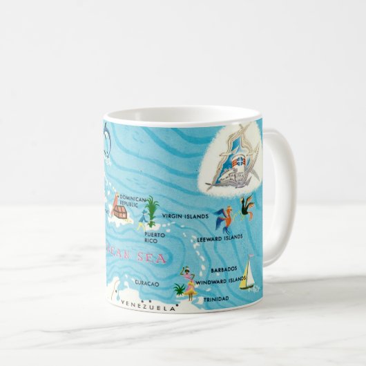 Colorful Caribbean Map  Kaffeetasse (VorderseiteRechts)