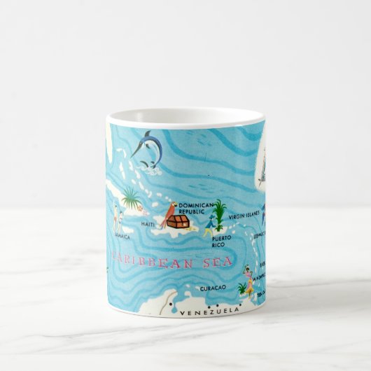 Colorful Caribbean Map Kaffeetasse (Mittel)