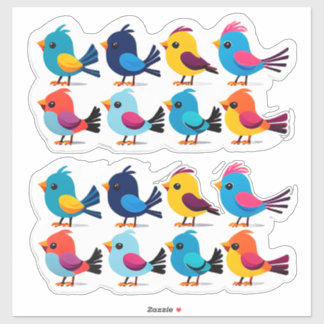 Colorful Cartoon Bird Sticker Set