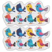 Colorful Cartoon Bird Sticker Set (Vorderseite)