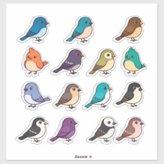 Colorful Cartoon Bird Sticker Set