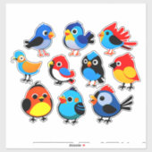 Colorful Cartoon Bird Sticker Set (Blatt)