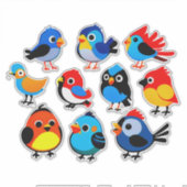 Colorful Cartoon Bird Sticker Set (Vorderseite)