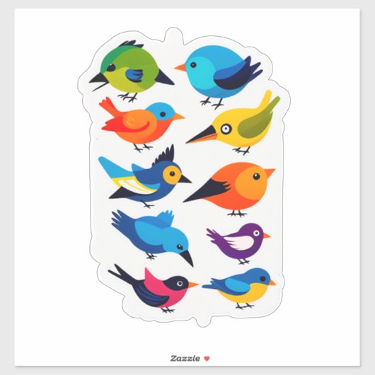 Colorful Cartoon Bird Sticker Set (Blatt)
