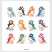 Colorful Cartoon Bird Sticker Set (Blatt)