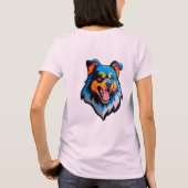Colorful Cartoon Blue and Orange Dog T-Shirt (Rückseite)