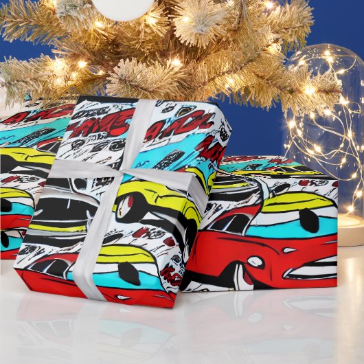 Colorful Cartoon Cars Comic Pattern Wrapping Paper Geschenkpapier (Feiertage)