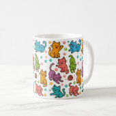 Colorful Cartoon Cats Pattern Mug – Cute Cat Lover Kaffeetasse (VorderseiteRechts)