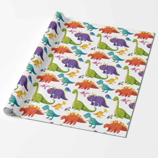 Colorful cartoon dinosaurs kids seamless pattern geschenkpapier (Ungerollt)