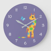 Colorful Cartoon Giraffe and Butterfly Große Wanduhr (Vorderseite)