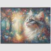 Colorful Cat Among Blossoms Artistic Decoupage Seidenpapier (Vorderseite)