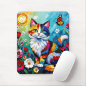 Colorful Cat and Butterfly Mousepad (Mit Mouse)