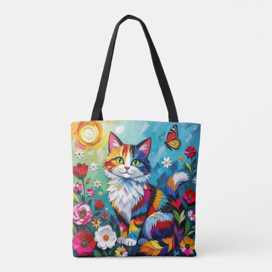 Colorful Cat and Butterfly Tasche (Rückseite)