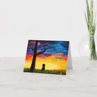 Colorful Cat Oak Tree Landscape Creationarts