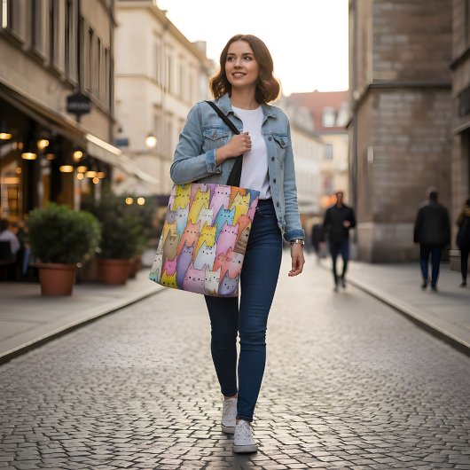 Colorful Cat Tote Bag with Playful Design Tasche