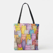 Colorful Cat Tote Bag with Playful Design Tasche (Rückseite)
