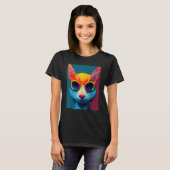 Colorful Cat With Glasses T-Shirt (Vorne ganz)
