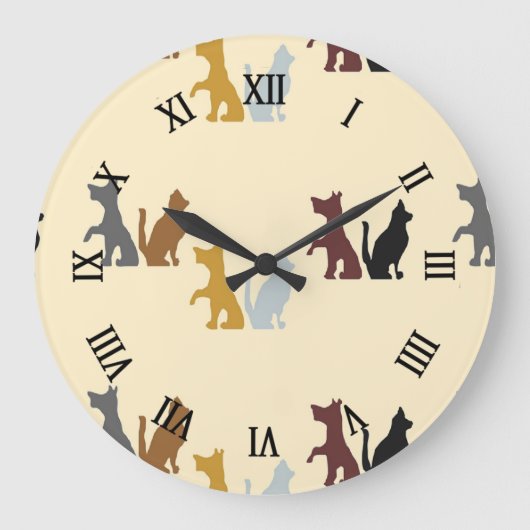 Colorful cats and dogs pattern große wanduhr (Vorderseite)
