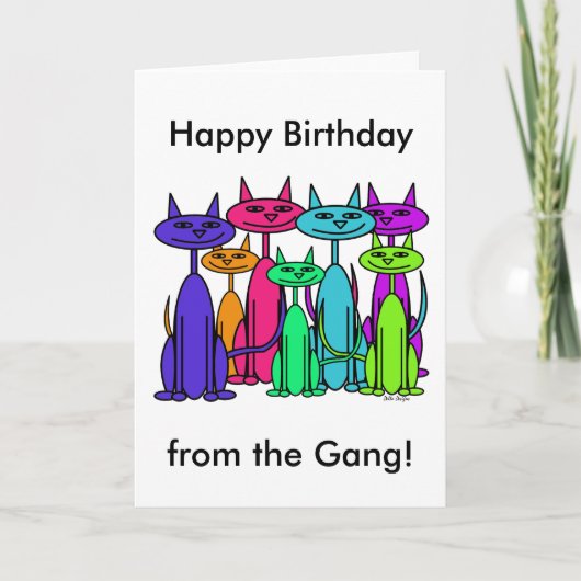 Colorful Cats Happy Birthday Card Karte (Vorderseite)