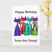 Colorful Cats Happy Birthday Card Karte (Gelbe Blume)