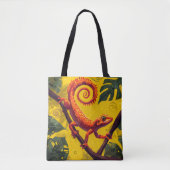 Colorful Chameleon Jungle Art Tote Bag – Tropical  Tasche (Vorderseite)