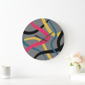 Colorful, chaotic, bold vibrant modern graphic art große wanduhr (Zuhause)