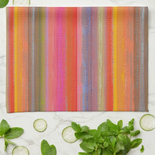 Colorful Charcoal Boho Stripes Geschirrtuch (Gefaltet)