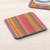 Colorful Charcoal Boho Stripes Getränkeuntersetzer (Linke Seite)