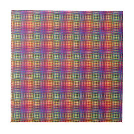 Colorful Checker Abstract Pattern Fliese (Vorderseite)