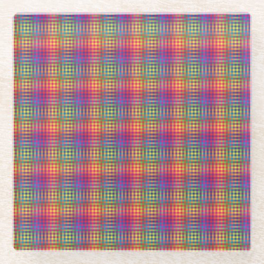 Colorful Checker Abstract Pattern Glasuntersetzer (Vorderseite)