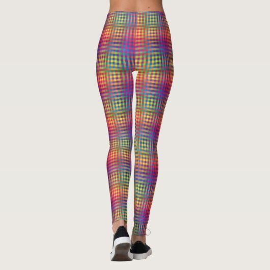 Colorful Checker Abstract Pattern Leggings (Rückseite)