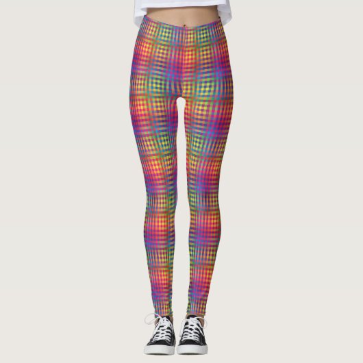 Colorful Checker Abstract Pattern Leggings (Vorderseite)