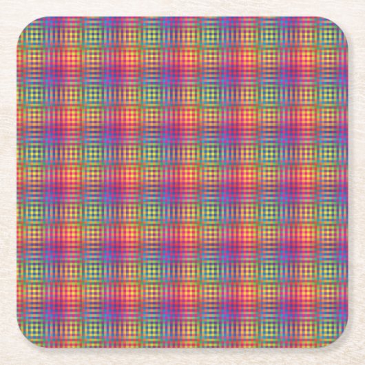 Colorful Checker Abstract Pattern Rechteckiger Pappuntersetzer (Vorderseite)