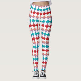 Colorful Checker Diamond Pattern Leggings
