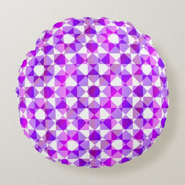 Colorful Checker Diamond Plaid Pattern Rundes Kissen (Vorderseite)