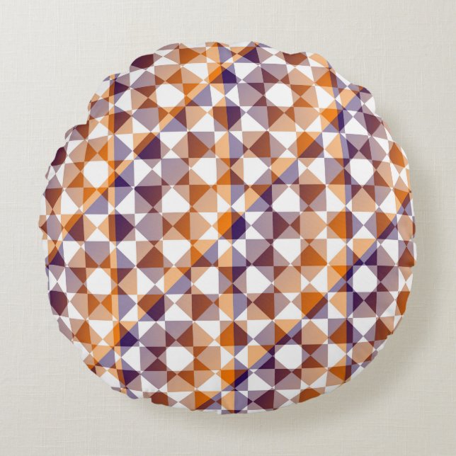 Colorful Checker Diamond Plaid Pattern Rundes Kissen (Vorderseite)