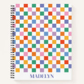 colorful checkered pattern custom monogram name notizblock (Vorderseite)