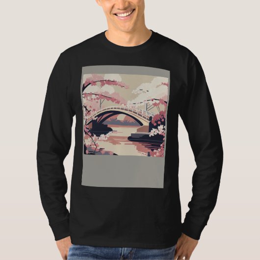 Colorful Cherry Blossom Bridge Vibrant T-Shirt (Vorderseite)
