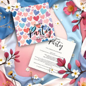 Colorful Chic Charming Scattered Hearts Engagement Einladung